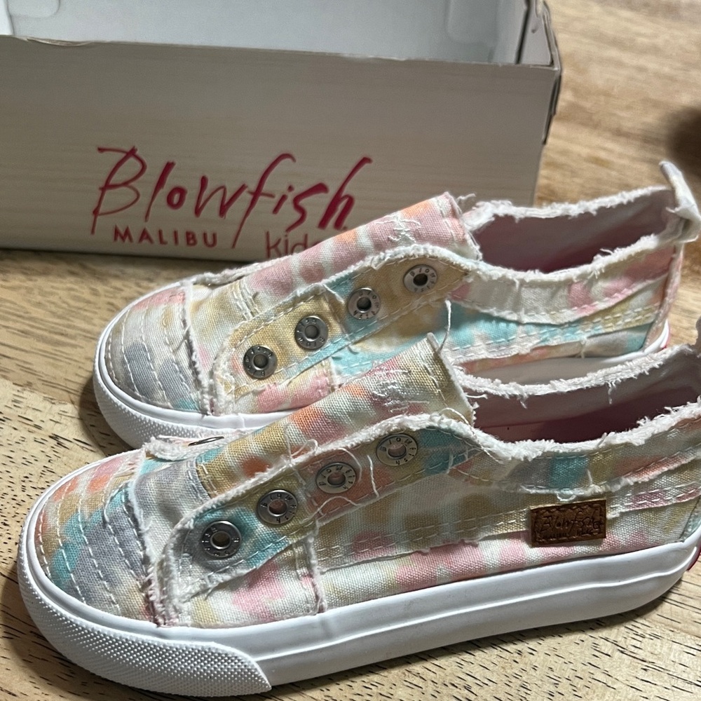 Blowfish Malibu Kids Pastel Tie-Dye Slip-On Sneakers - Pink & Blue